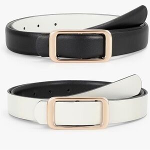 Reversible Black and Beige Belt with Gold Buckle NWT